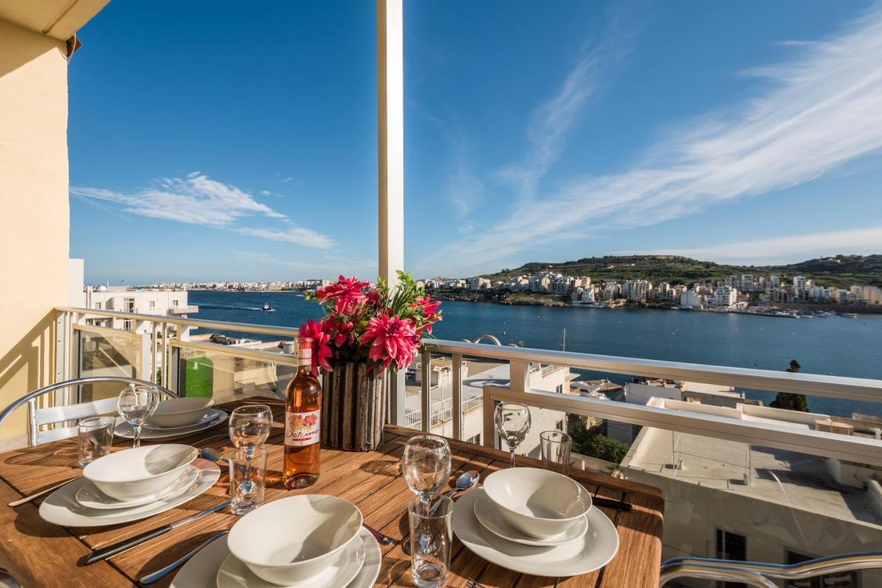 Bayview 2 Bedroom Seaview Apartment With Large Terrace With Panoramic Views - By Getawaysmalta Сент-Полс-Бей Экстерьер фото